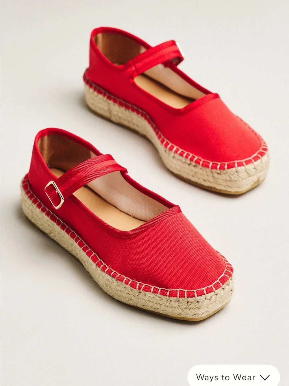 Mauve Red Mary Jane Espadrille Flats
